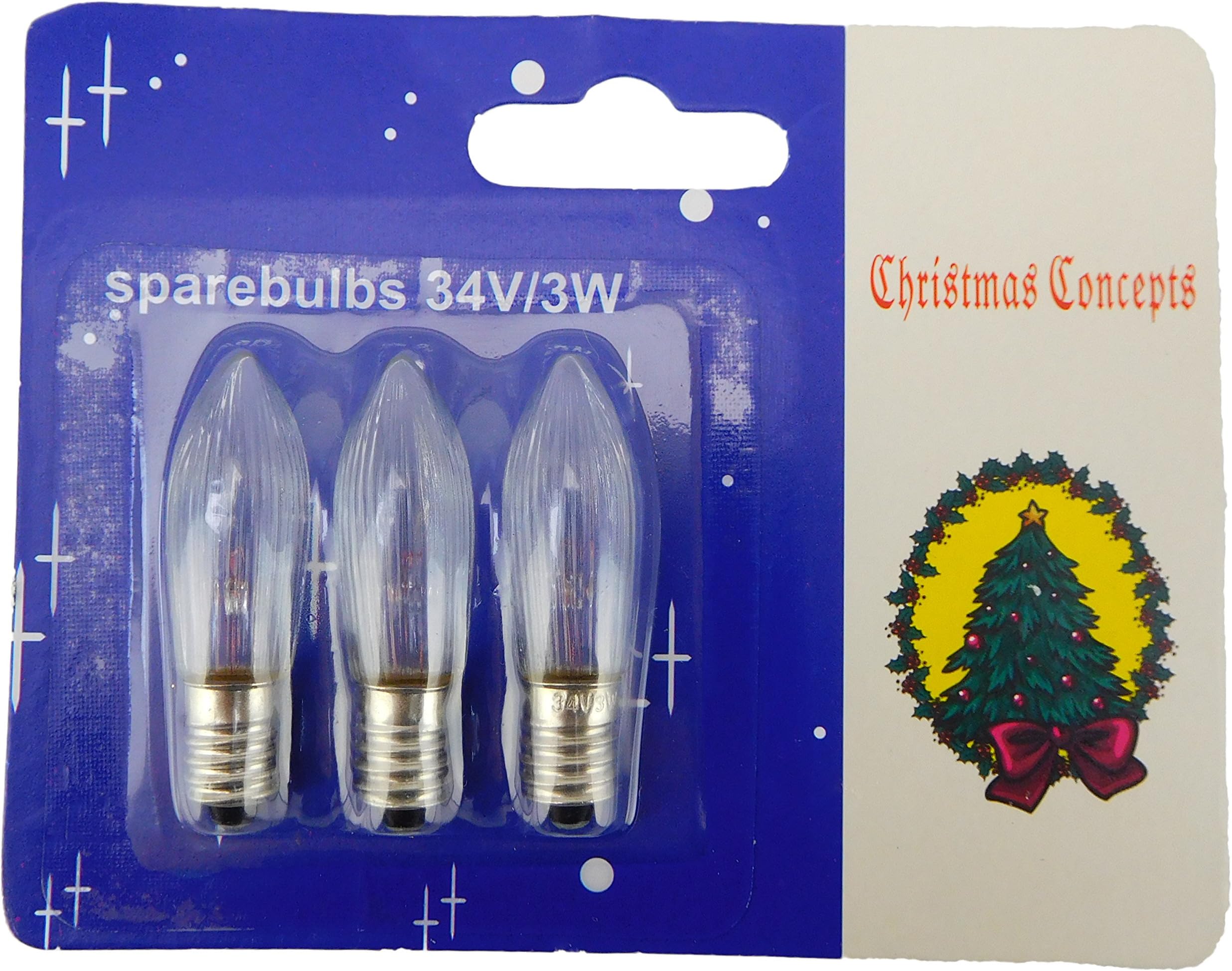 MRS CHRISTMAS Pack of 3 C6 Screw in Clear Normal Candle Bridge Bulbs
