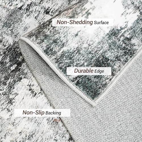 Miniatura 3 de Alfombras de área de 8 x 10, moderno, abstracto, lavable para sala de estar, resistente a las manchas, no desprende pelo, con respaldo