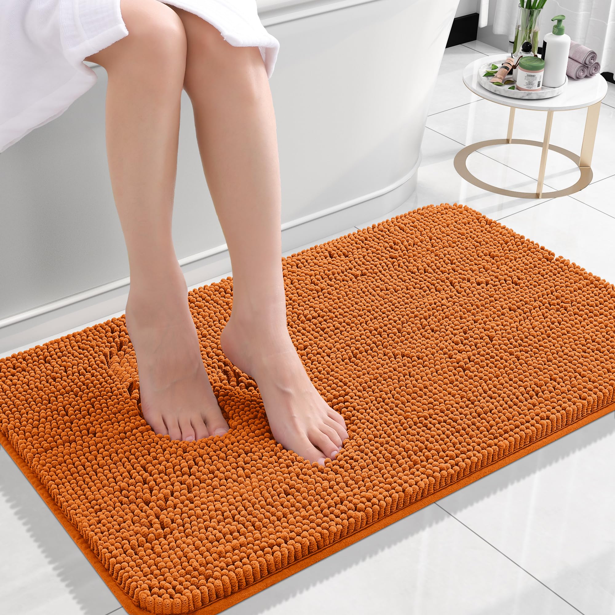 OLANLY Small Bathroom Rugs 24x16, Extra Soft Absorbent Chenille Bath Rugs, Rubber Backing Quick Dry, Machine Washable Bath Mats for Bathroom Floor, Tub and Shower, Home Decor Accessories, Clay | Clay, Quick-Drying Rubber Backing, Machine Washable Bath Mat for Bathroom Floor, Tub and Shower, Home Decor Accessories