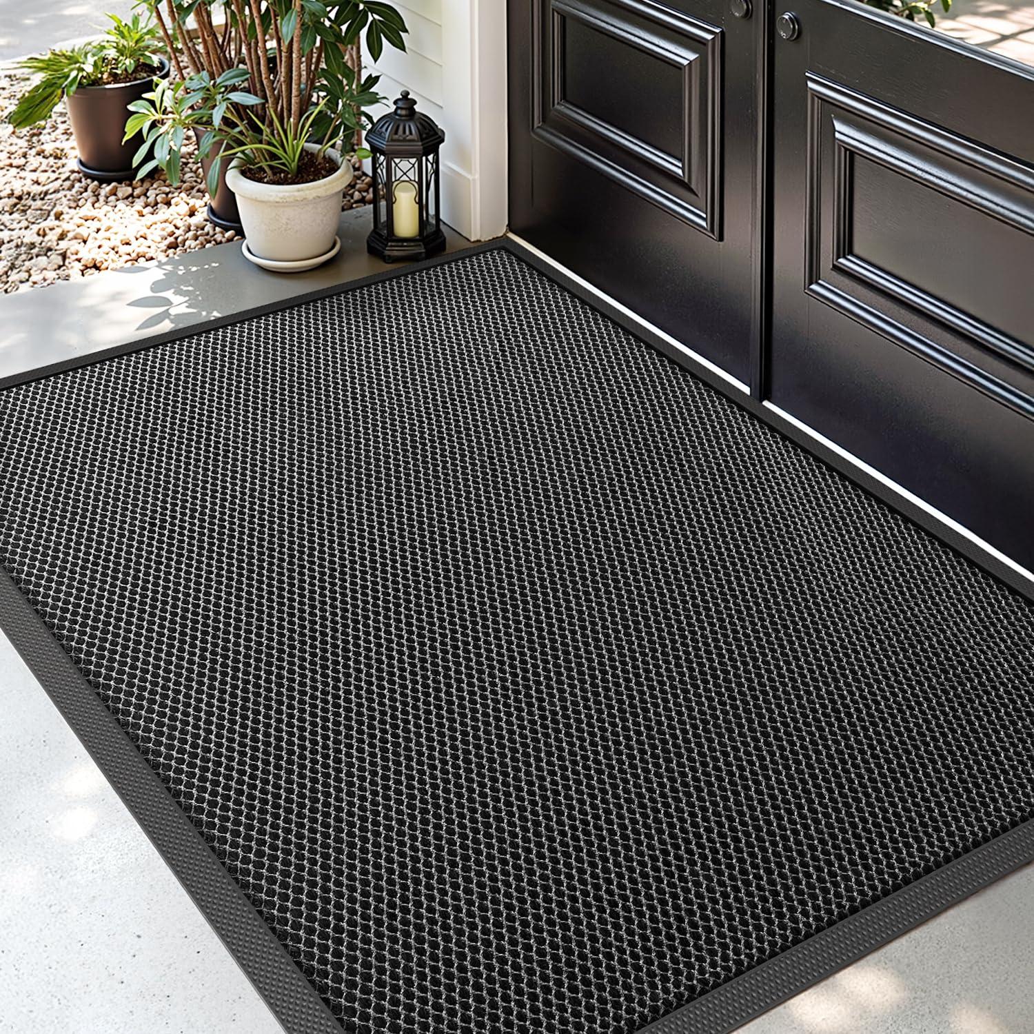 DEXI Door Mat 120 x 180 cm, Non-slip Dirt Trapper Doormats Outside, Quick-Dry & Heavy-Duty Outdoor Floor Mats for Entrance, Patio, Garden, Dark Grey