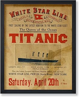Monem Art Vintage Titanic Poster - Retro Queen of the Ocean Print - Steamboat Art - Gift for Men, Women & Travel Lover - Decor for Living Room, Bedroom, Dorm or Office - 8x10 UNFRAMED Wall Art