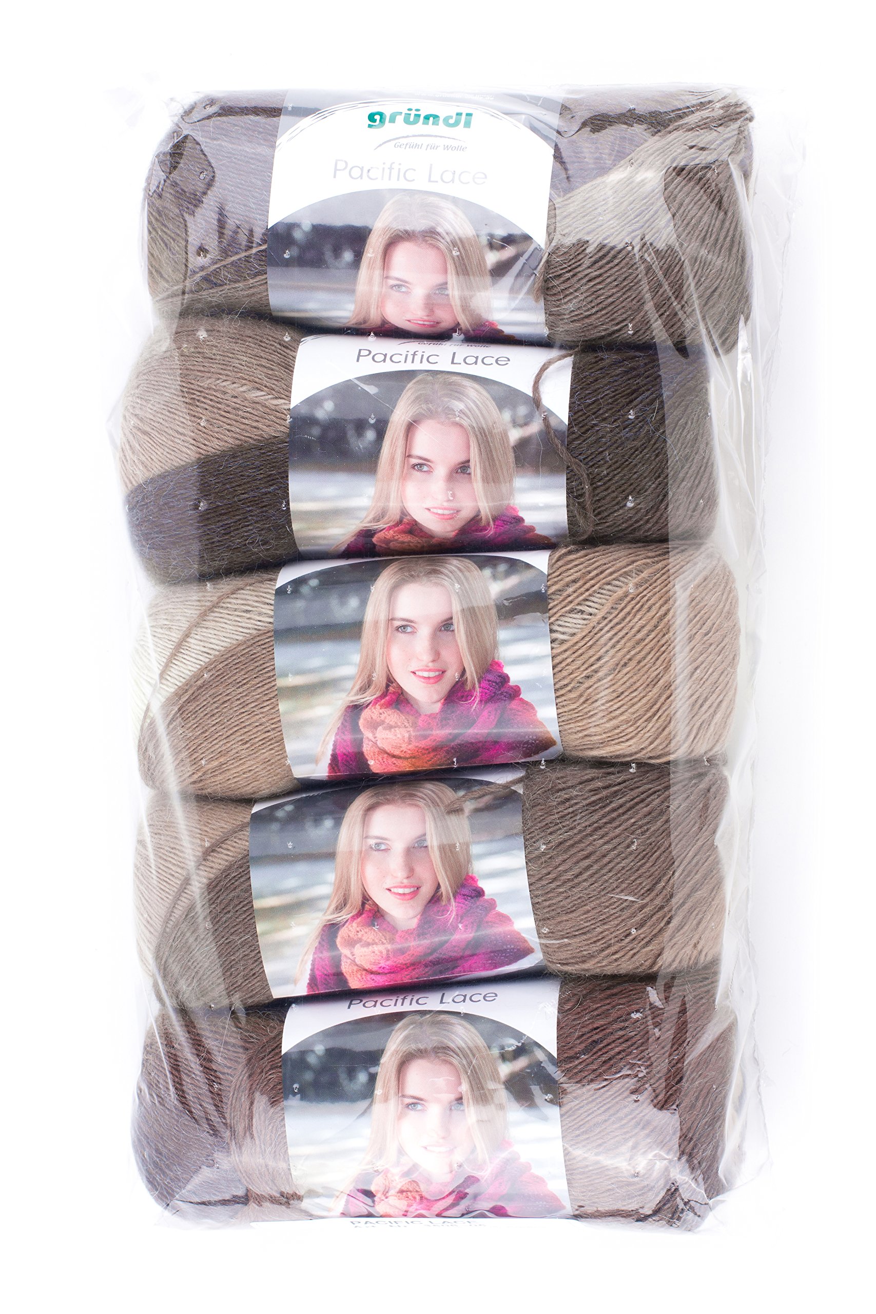 GründlPacific Lace Pack of 5, Sand 05, 5X 100g