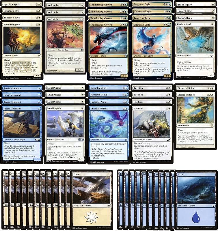 MTG Decks & More Compatible with Magic The Gathering: Elite Flying Deck - Blue White - Bird - Modern Legal - Custom Built - MTG - 60 Card!