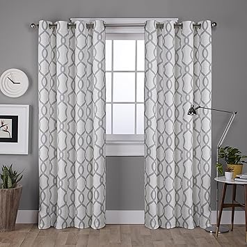 EXCLUSIVE HOME Kochi Light Filtering Linen Blend Grommet Top Curtain Panel Pair, 52x84, Dove Grey
