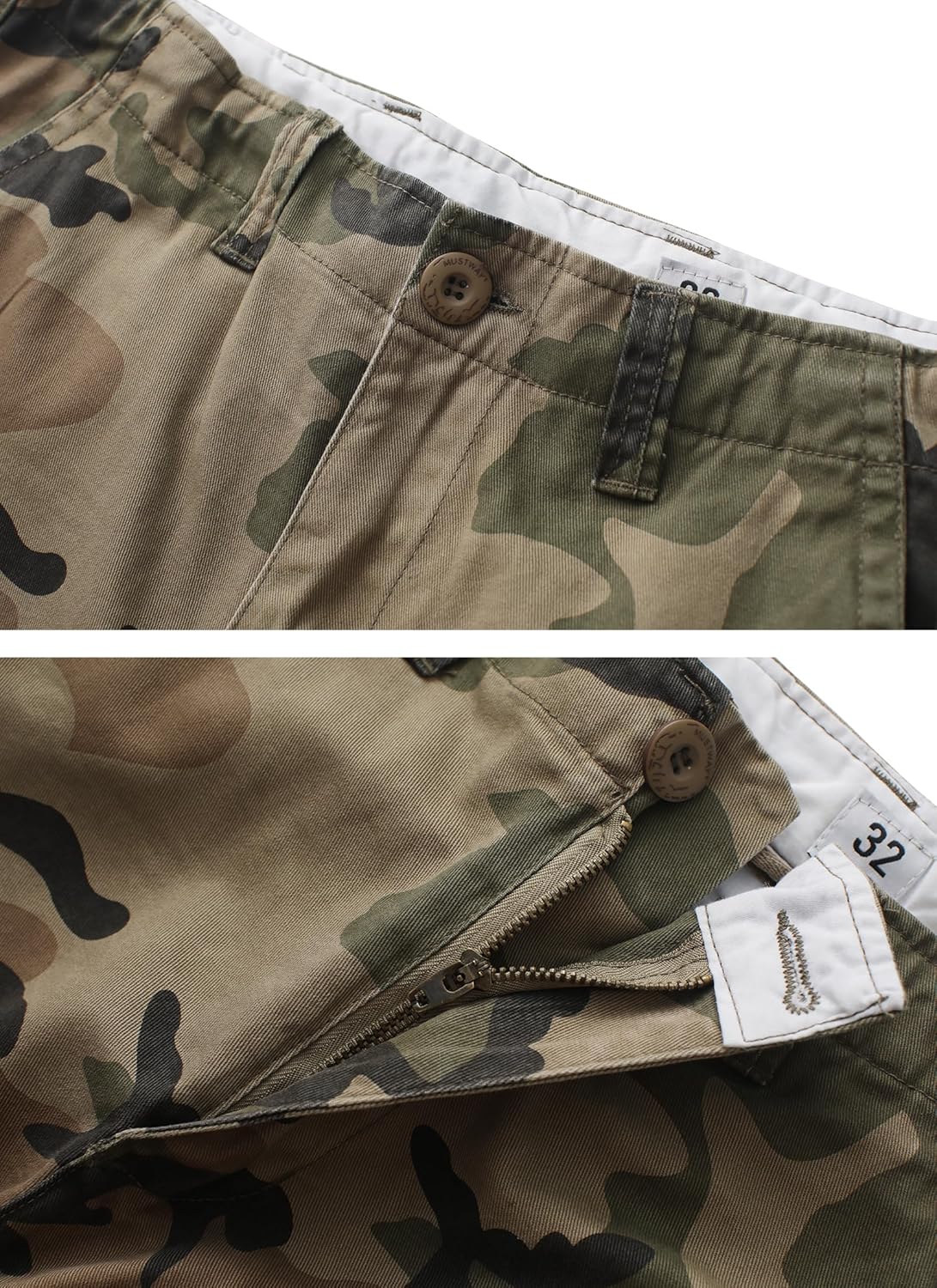 TRGPSG Men's Camo Multi-Pocket Relaxed Fit Casual Shorts,Outdoor Camouflage Twill Cargo Shorts 11" Inseam(No Belt)
