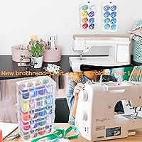 Vista 5 de New Brothread - 20 opciones - 8 carretes con 1000 m cada uno de hilo de poliéster para máquina de bordar con caja de almacenamiento de plástico