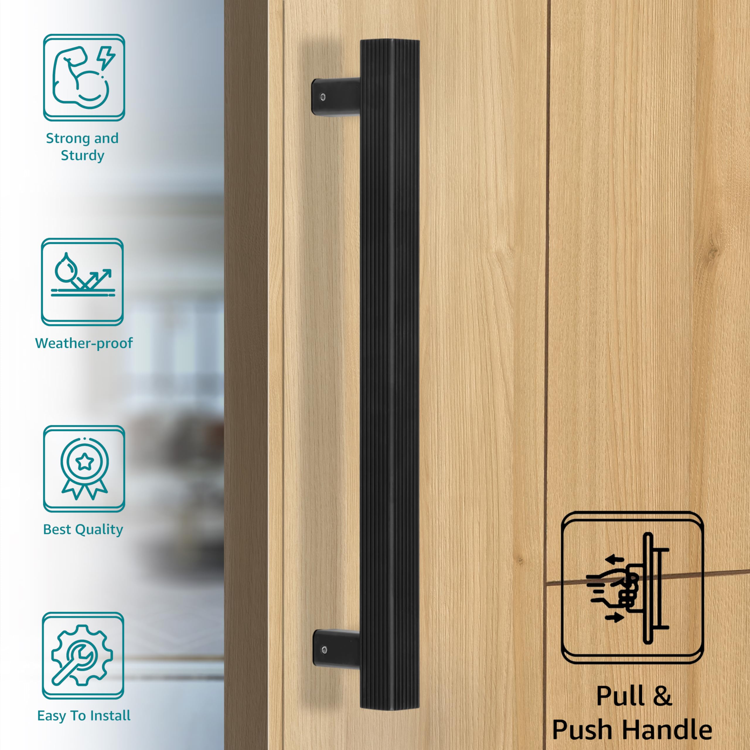 Plantex Heavy Duty Door Handle/Door & Home Decor/14-inches Main Door Handle/Door Pull Push Handle/3 Years Warranty Pack of 1 (236-Black Finish) — Amazon image 2