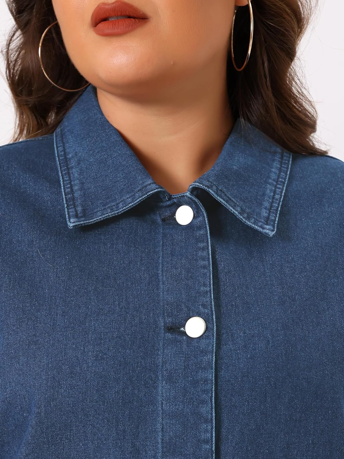 Agnes Orinda Plus Size Denim Jacket for Women Long Sleeve Vintage Jean Jackets with Pockets 2025 Western Outfit - Image 5