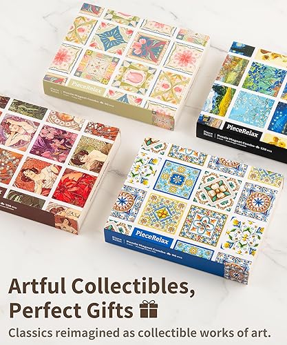 Miniatura 6 de PieceRelax Alphonse Mucha - Rompecabezas magnético para adultos, 128 piezas, regalo único y decoración del hogar con rompecabezas de plástico D1599