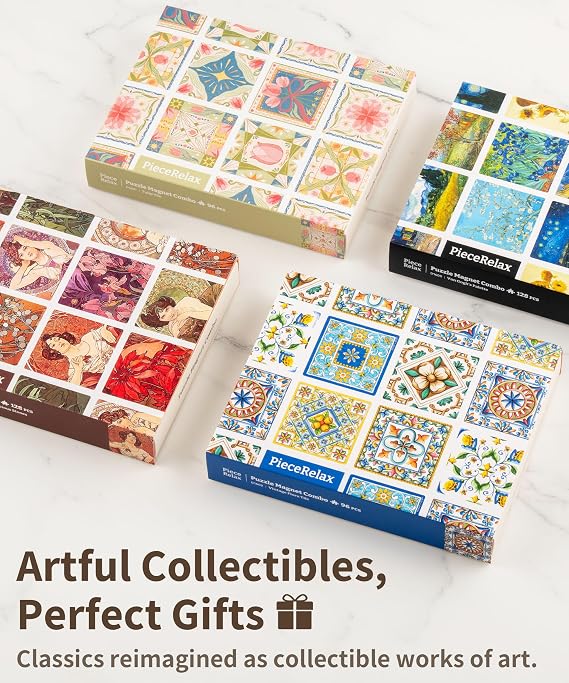 PieceRelax Magnet Puzzle for Adults 128 Pieces - Van Gogh's Palette Unique Gift & Home Decor with Plastic Jigsaw Puzzle [D1600]