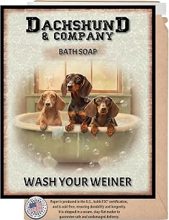 Debra Dale Designs - 'Wash Your Weiner' Unframed 8x10 Art Print - Charming Vintage Clawfoot Bathtub Scene Featuring Three Dachshunds - Ideal for Bathroom Décor in a Classic Norman Rockwell Style