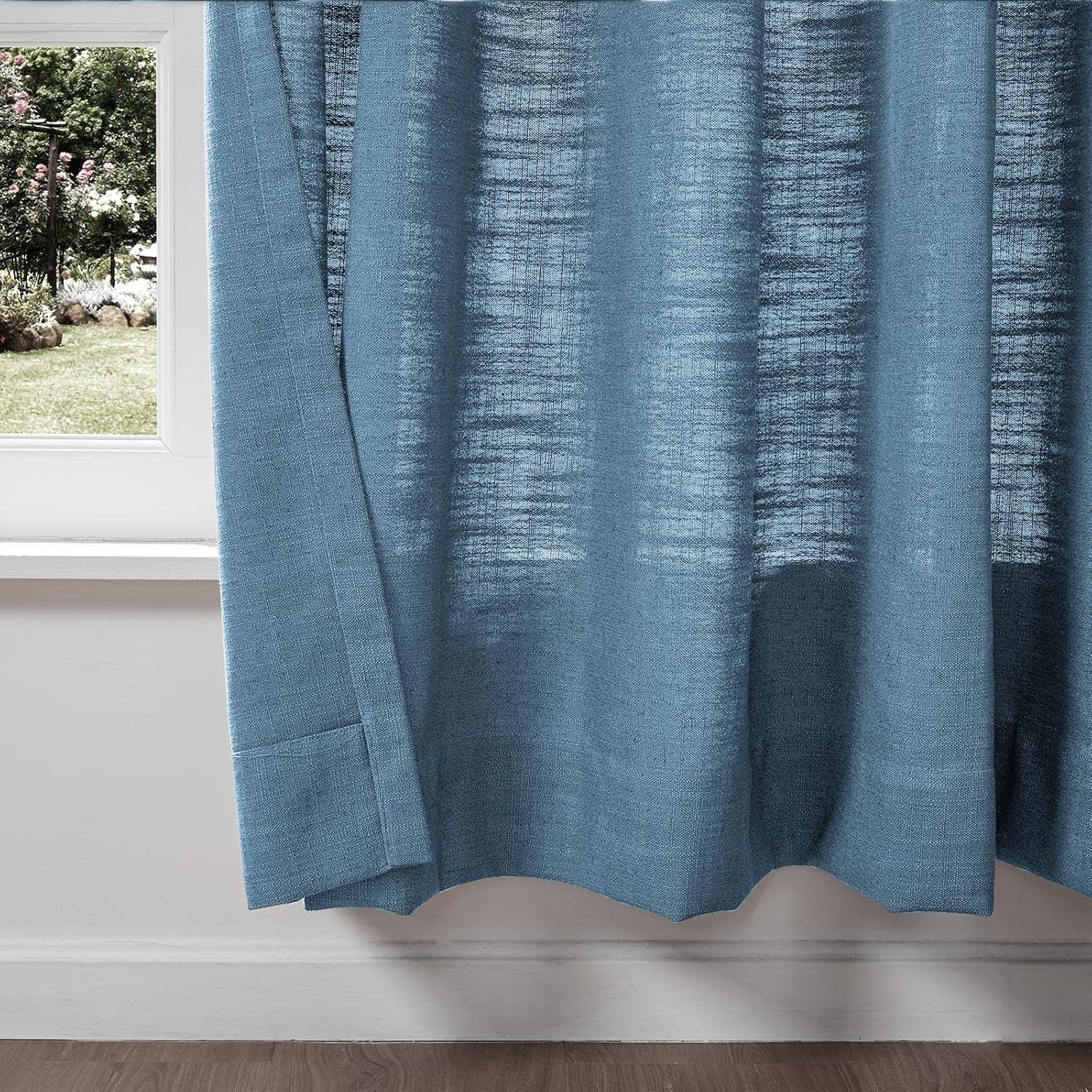 ChadMade Polyester Linen Curtain 84 Inch Length, Privacy Protection Curtain with Grommet for Bedroom, Aegean Blue 50W×84L in Tallis Collection（ 1 Panel ）