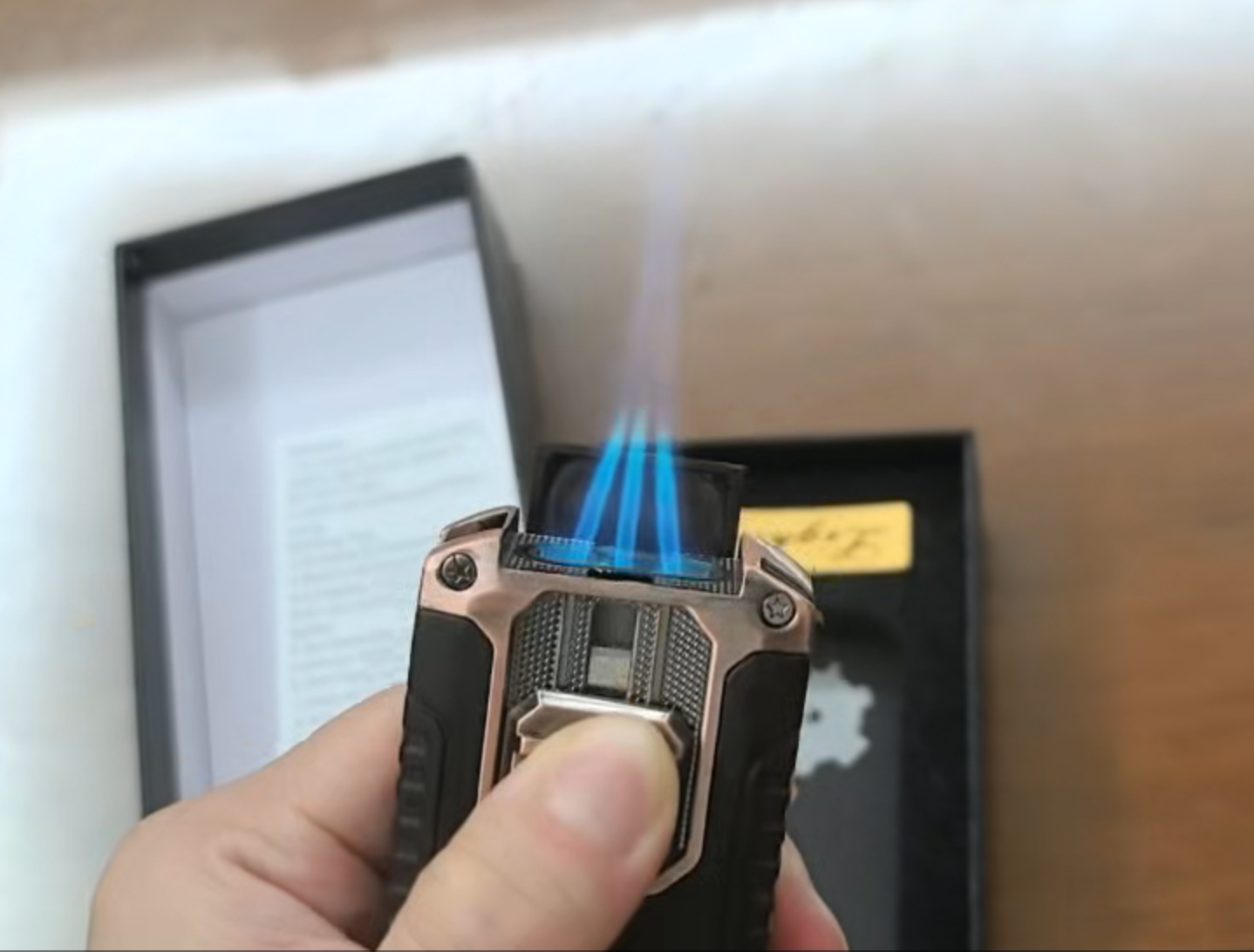 Encendedor de soplete 5 en 1 con llama triple y accesorio miniatura 6