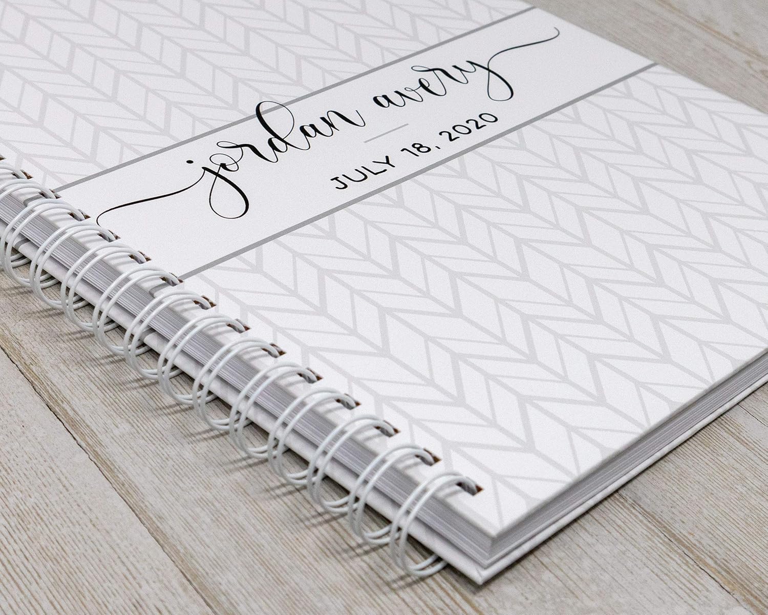Baby Memory Book - Hard Cover First Year Album Personalized with Baby’s Name - Gender Neutral Baby Journal (Gray Feather)