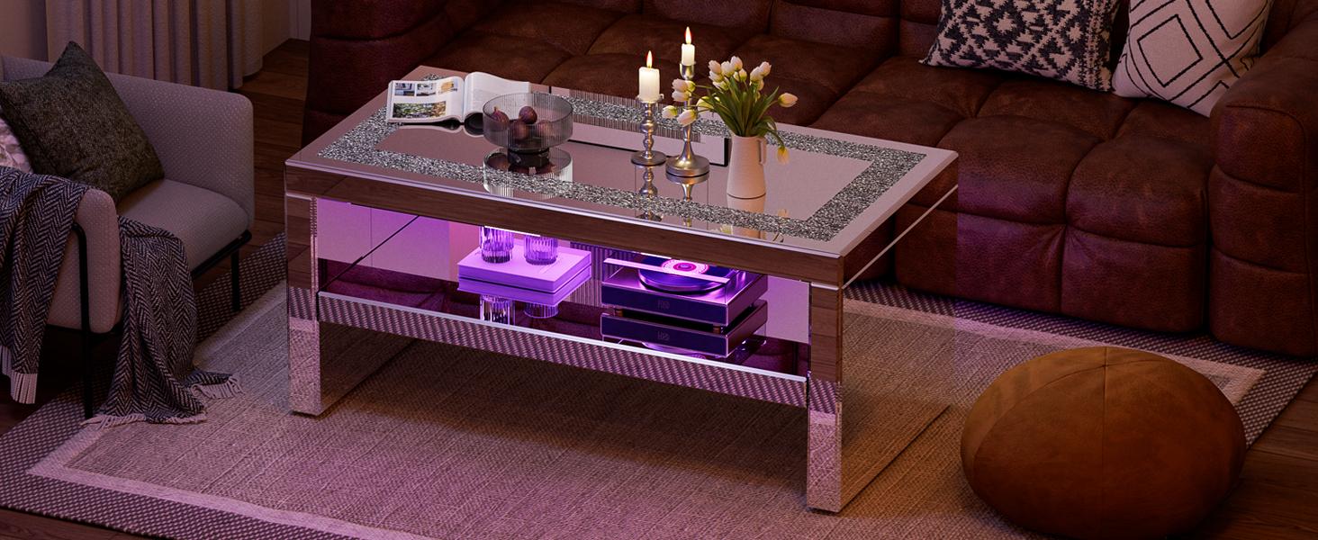 Amazon.com: IKIFLY Mirrored Coffee Table with Mirror Crystal Board