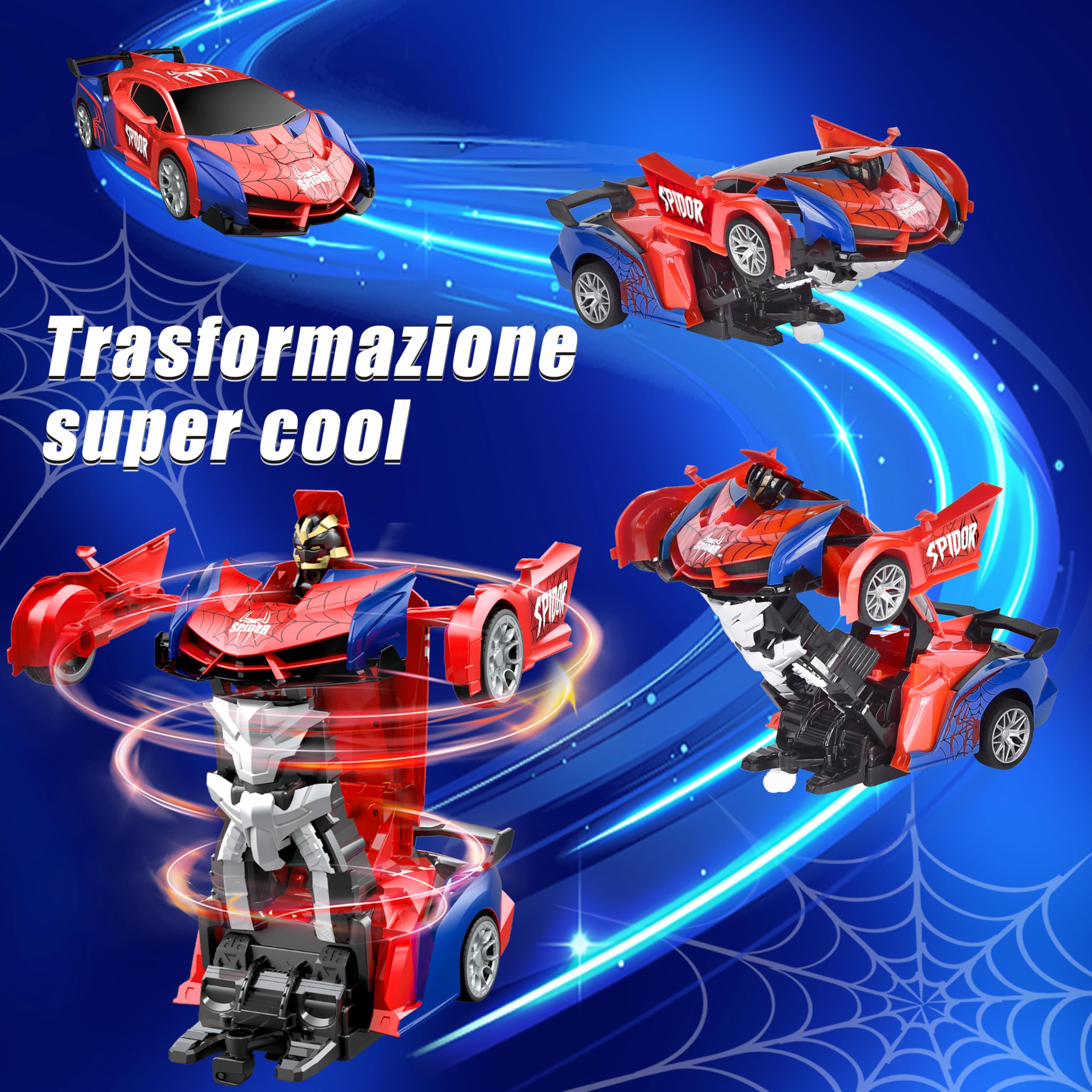 Herefun Macchina Telecomandata Robot, Macchina Giocattolo Telecomandata per Bambini 8+ Anni, Macchina Telecomandata Trasformabile in Robot, 2 in 1 Auto Telecomandata RC per Ragazzi e Ragazze Regalo