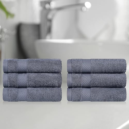 Miniatura 2 de SUPERIOR Juego de algodón egipcio, toalla absorbente de secado rápido de fibra larga, 6 piezas a mano, perla ahumada