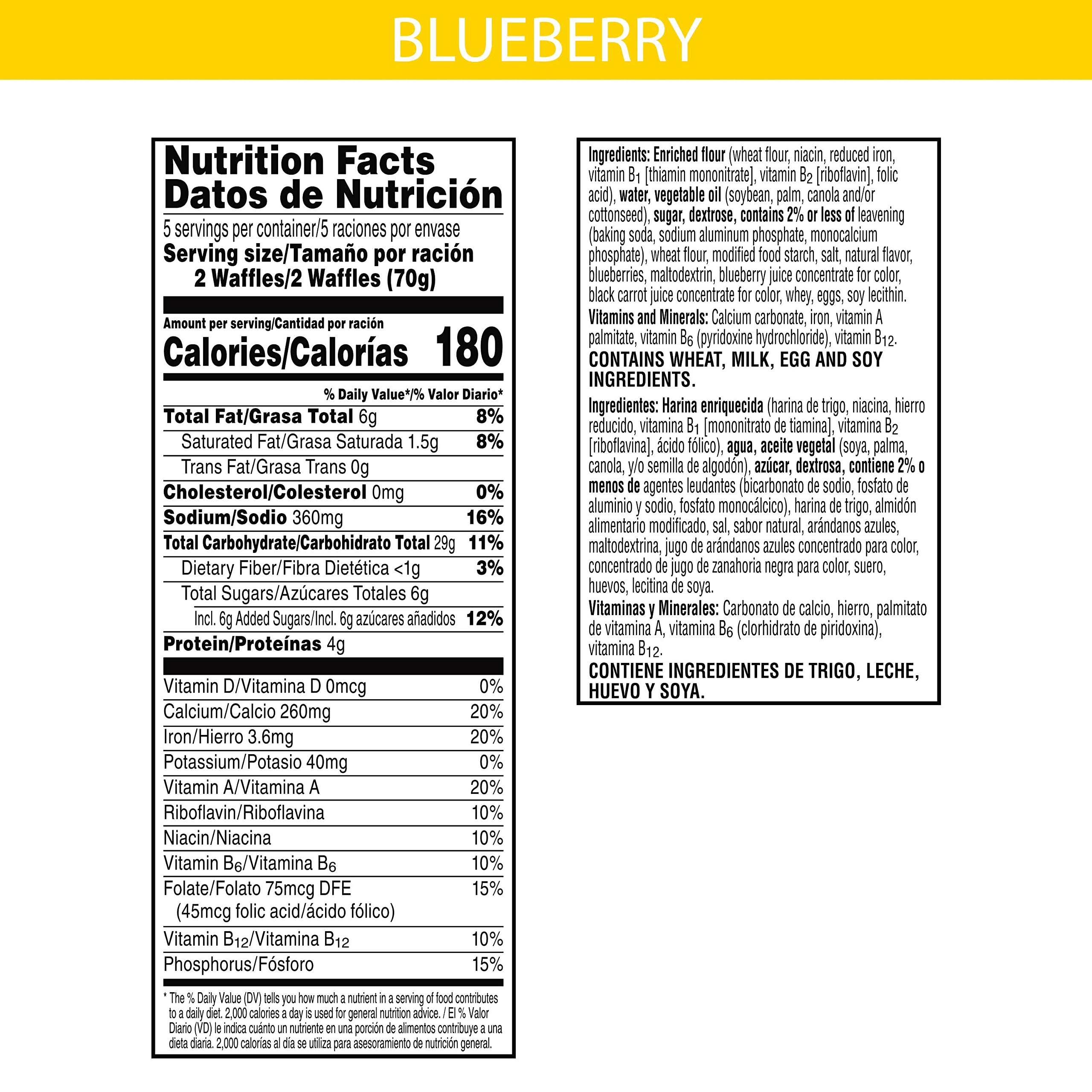 Buy Eggo Frozen Waffles, Frozen Breakfast, Toaster Waffles, Blueberry