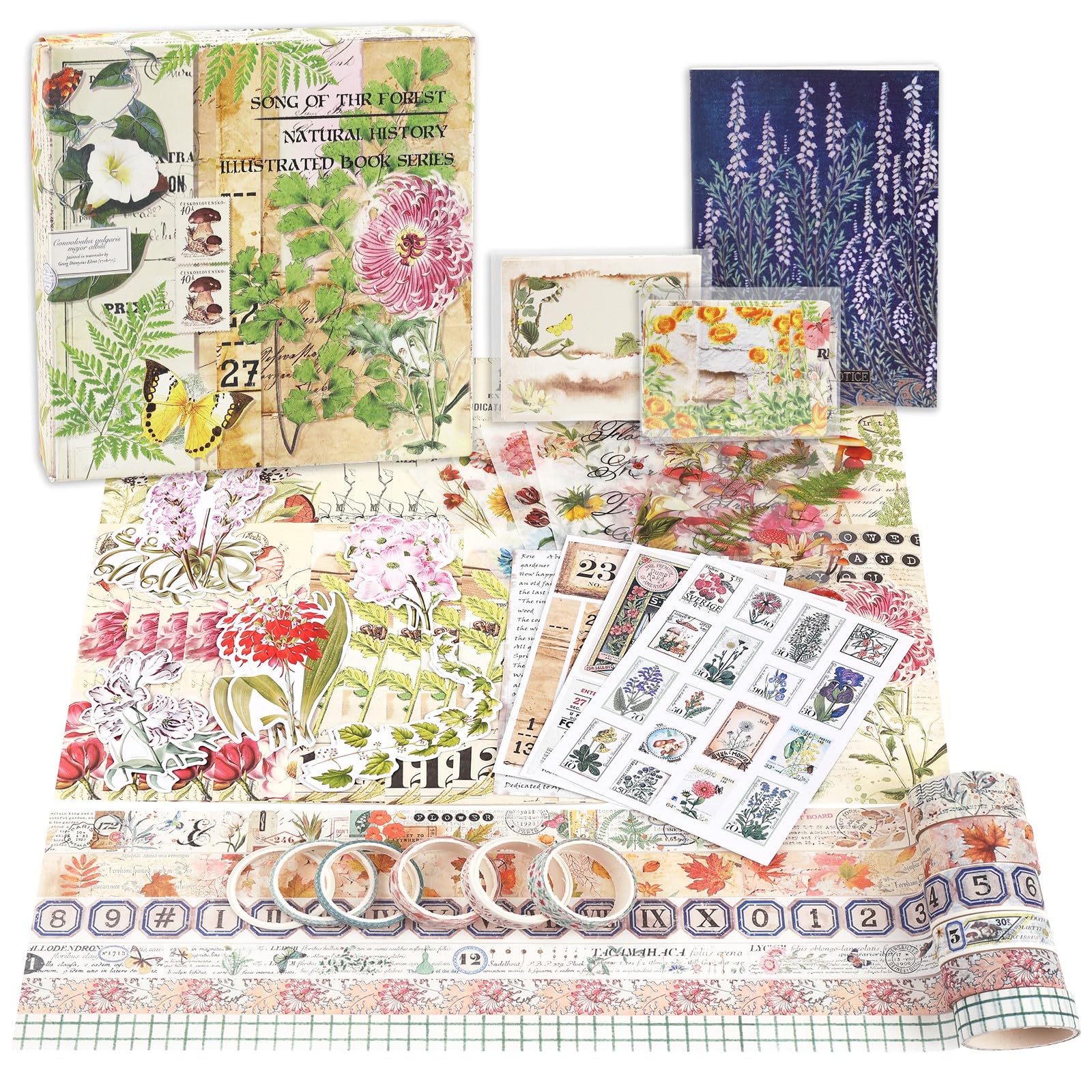 Lychii Scrapbooking Kit, 354 Pezzi Bullet Journal Accessori, con Quaderni A6, Washi Tape, Stickers, Carta Scrapbooking, per Bambini DIY, Regalo Compleanno&Giornata Bambini (Tema Pianta)