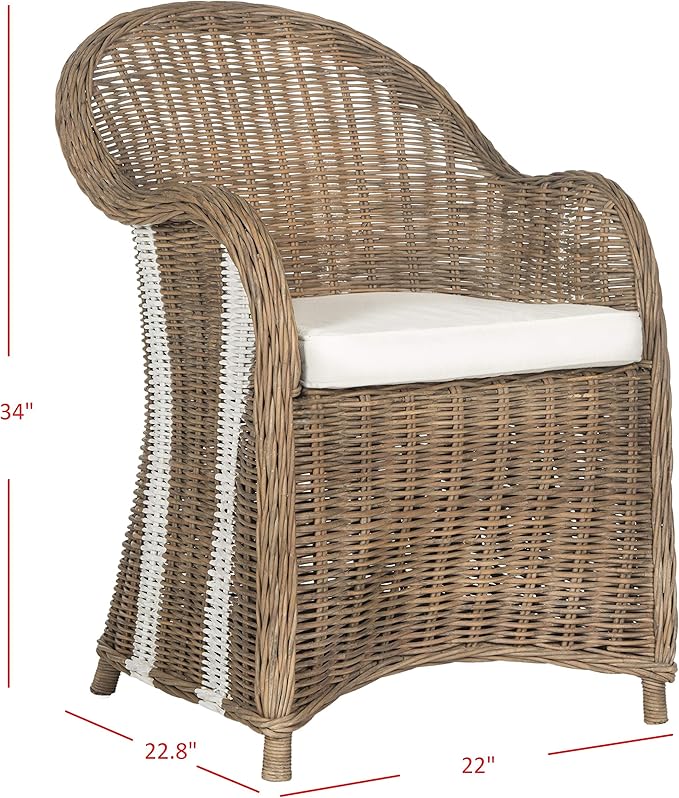 Sillón Club Rattan Natural y Blanco miniatura 11