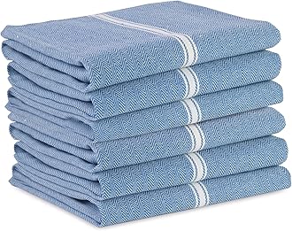 LANE LINENKitchen Towels Set - 100% Pure Cotton Dish Towels for Kitchen, Super Absorbent Kitchen Hand Towel, Tea Towels, Soft & Durable Dish Cloths, Pack of 6 – 14”x25”, Indigo