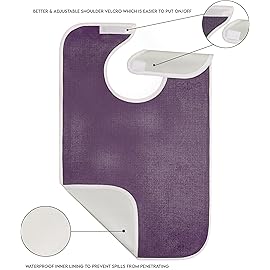 Utopia Towels 6 Pack Premium Unisex Adult Bibs for Elderly Women Men, Waterproof Bib for Eating, Adjustable and Washable (Plum)