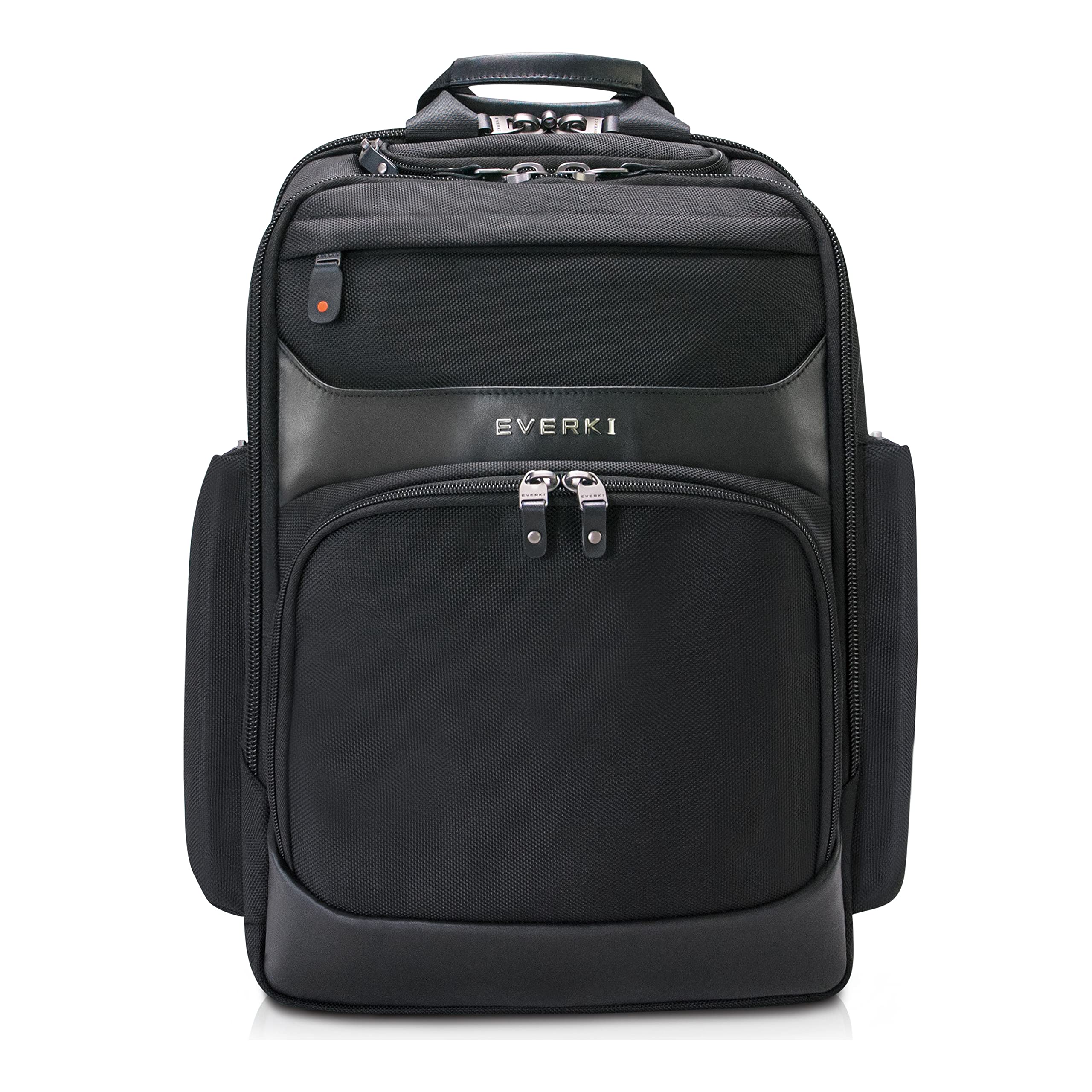 Everki Onyx 17 zaino laptop executive – nylon balistico e pelle, scomparto dedicato fino a 17,3", tasca per elettronica imbottita, 36 L – Nero (EKP132S17)