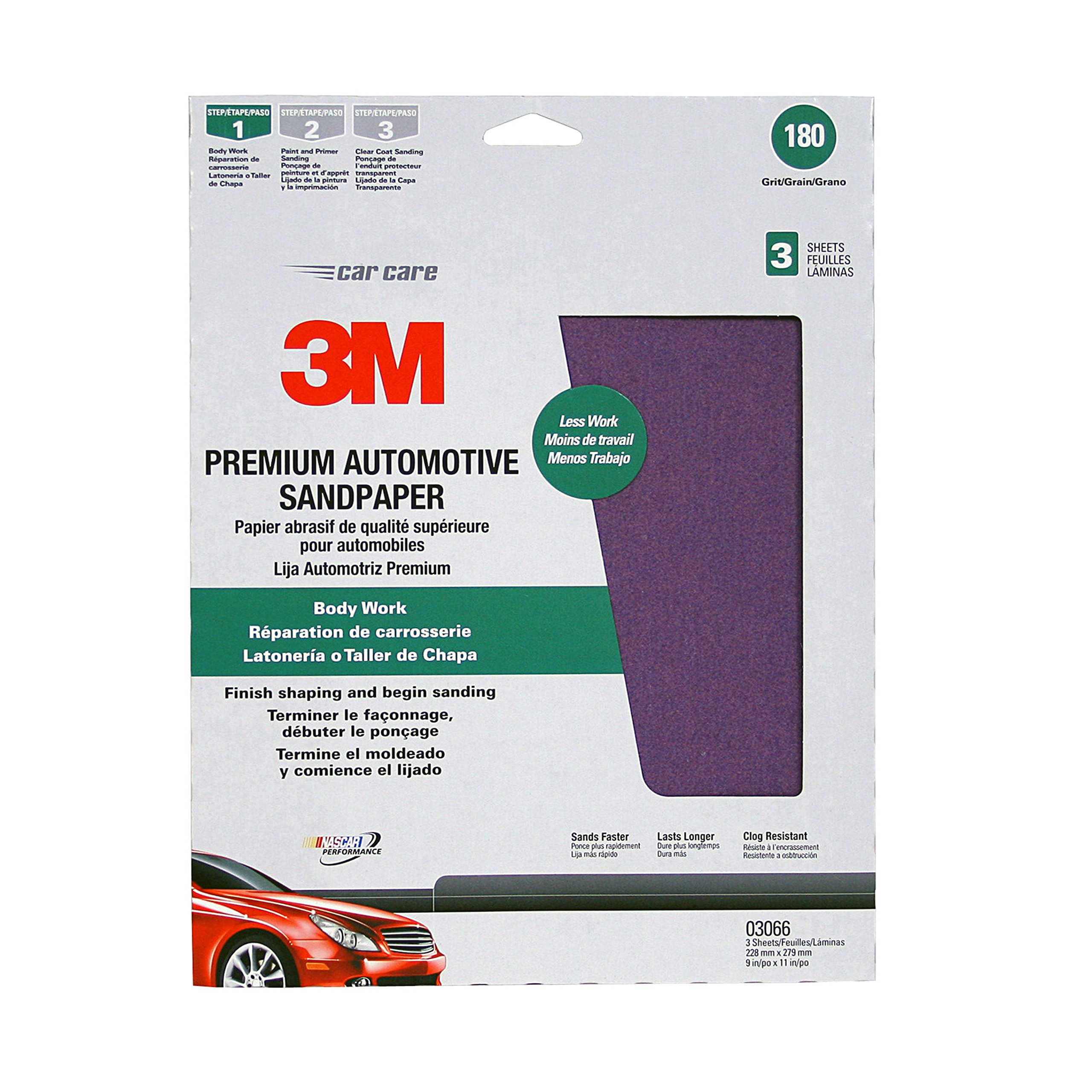 Amazon | 3M 03066 9インチ x 11インチ 180グリット プレミアム 自動車 
