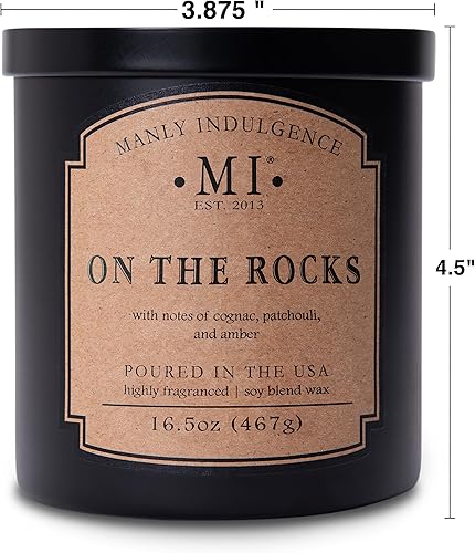 Miniatura 5 de Manly Indulgence On The Rocks Velas perfumadas para hombres, 2 mechas, 16.5 onzas, cera de mezcla de soja premium, 60 horas de combustión, velas