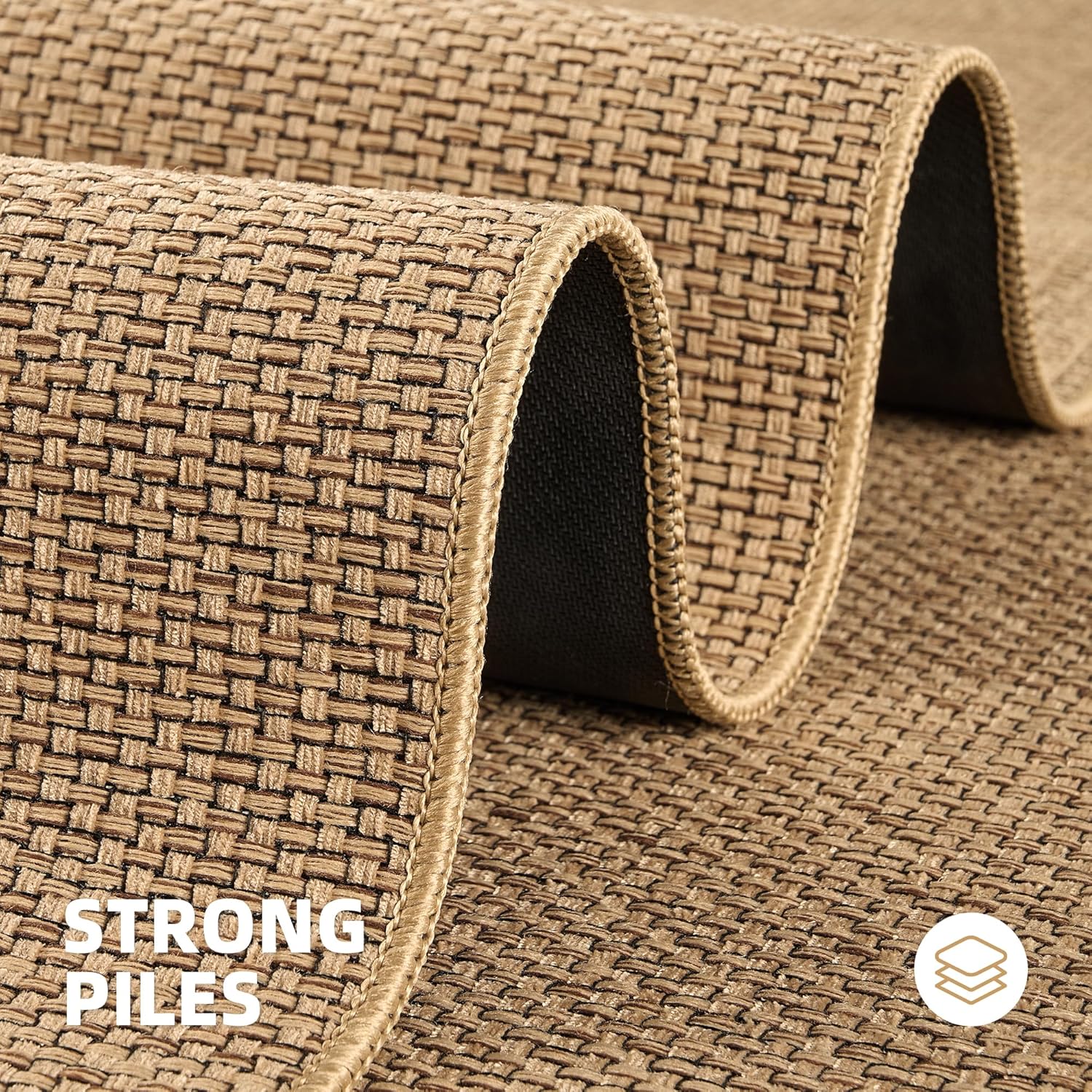 Indoor Ultra Thin Door Mat 17"x29", Low Profile Non Slip Rubber Backing Front Door Mat Indoor Entrance, Beige - Image 3