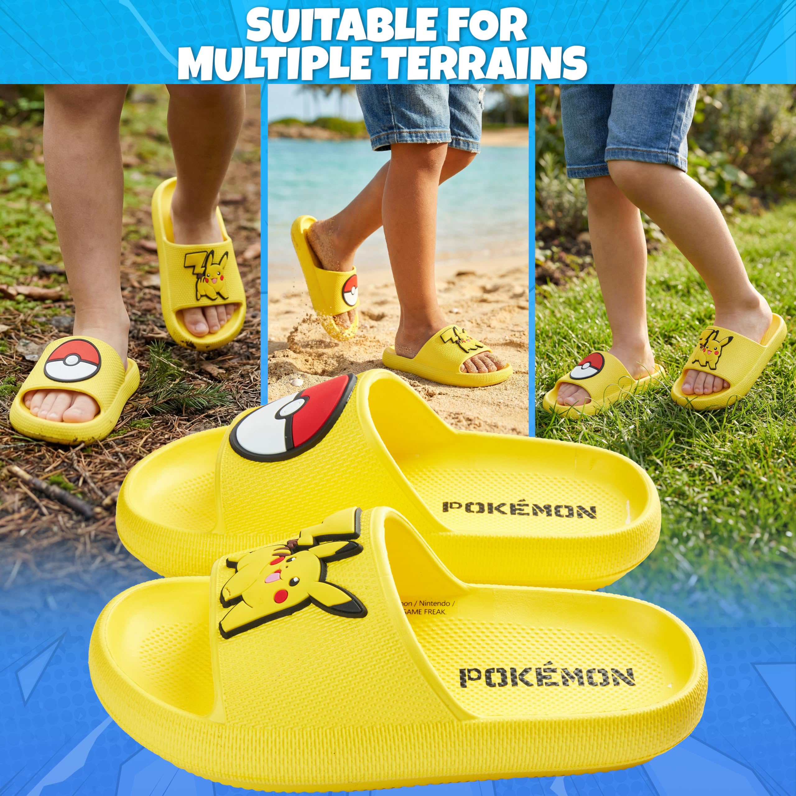 Get Trend Pokemon Chanclas Niño Tipo Slider, Pikachu Gengar Snorlax, Sandalias Niños Verano Abiertas para Uso Diario, Regalos de Anime