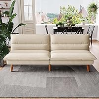 Vista 2 de LINSY HOME Sofá cama tipo futón – Sofá cama de pana convertible con respaldo ajustable, moderno sofá cama pequeño para espacios pequeños, sala