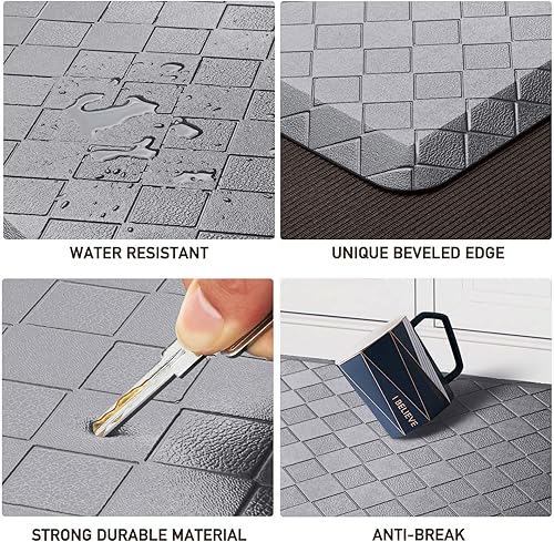 Vista 3 de HappyTrends - Tapete acolchado antifatiga de 17.3 x 28 pulgadas, grueso, impermeable, antideslizante, resistente, ergonómico, cómodo, para cocina