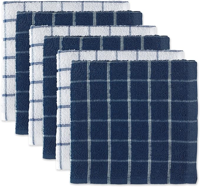 DII Basic Terry Collection Windowpane Dishcloth Set, 12x12