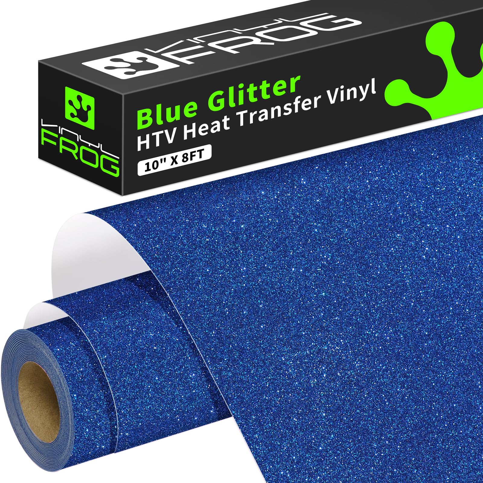 VINYL FROG Blue Glitter HTV Vinyl Roll 10" x8ft Shimmer Iron on Vinyl