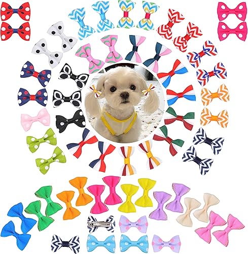 Miniatura 7 de 60 lazos para perros pequeños con clips, accesorios para el pelo, accesorios para el pelo, pinzas para el pelo para mascotas, lindo lazo para