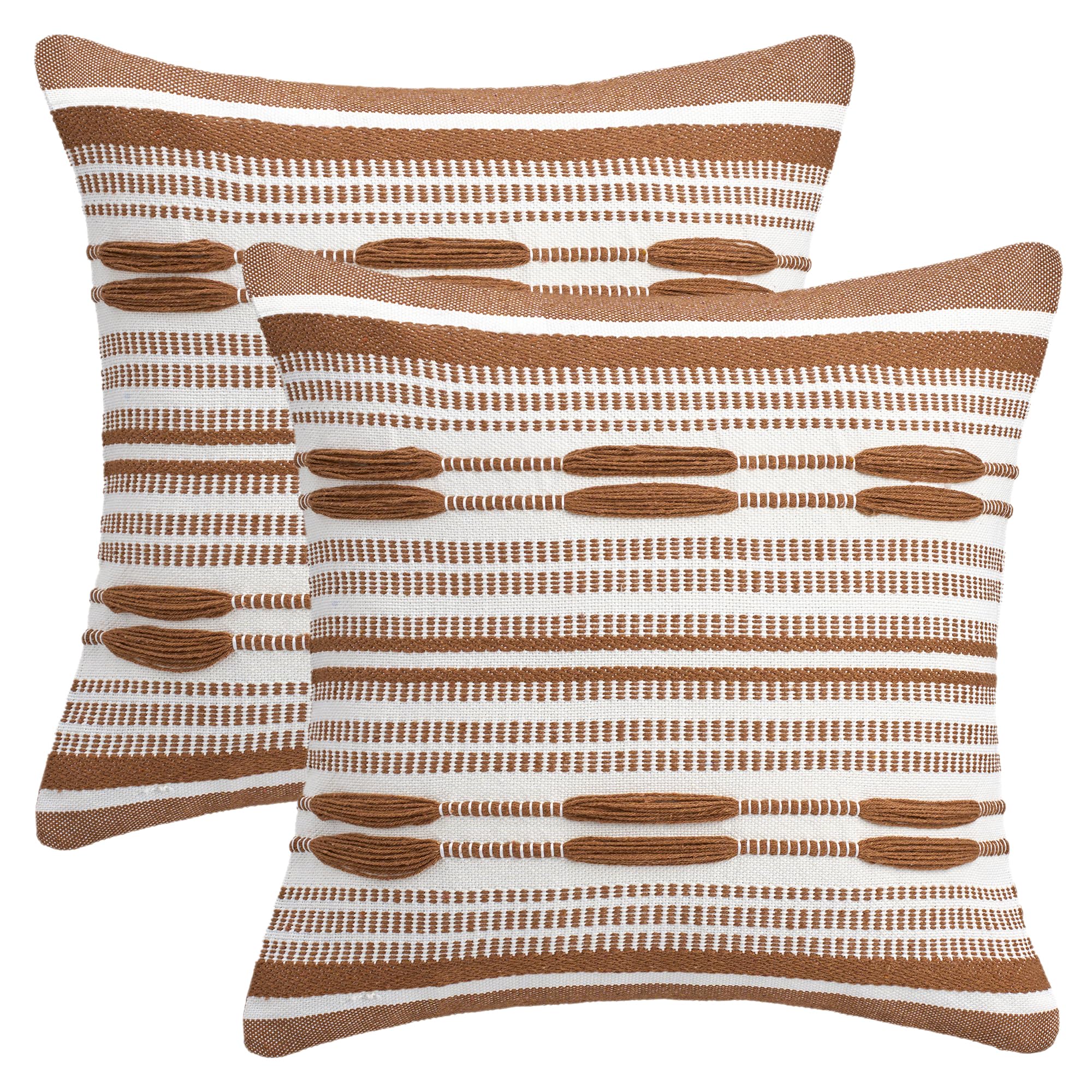 HMETOL Boho Striped Square Cushion Covers for Sofa Throw Pillow