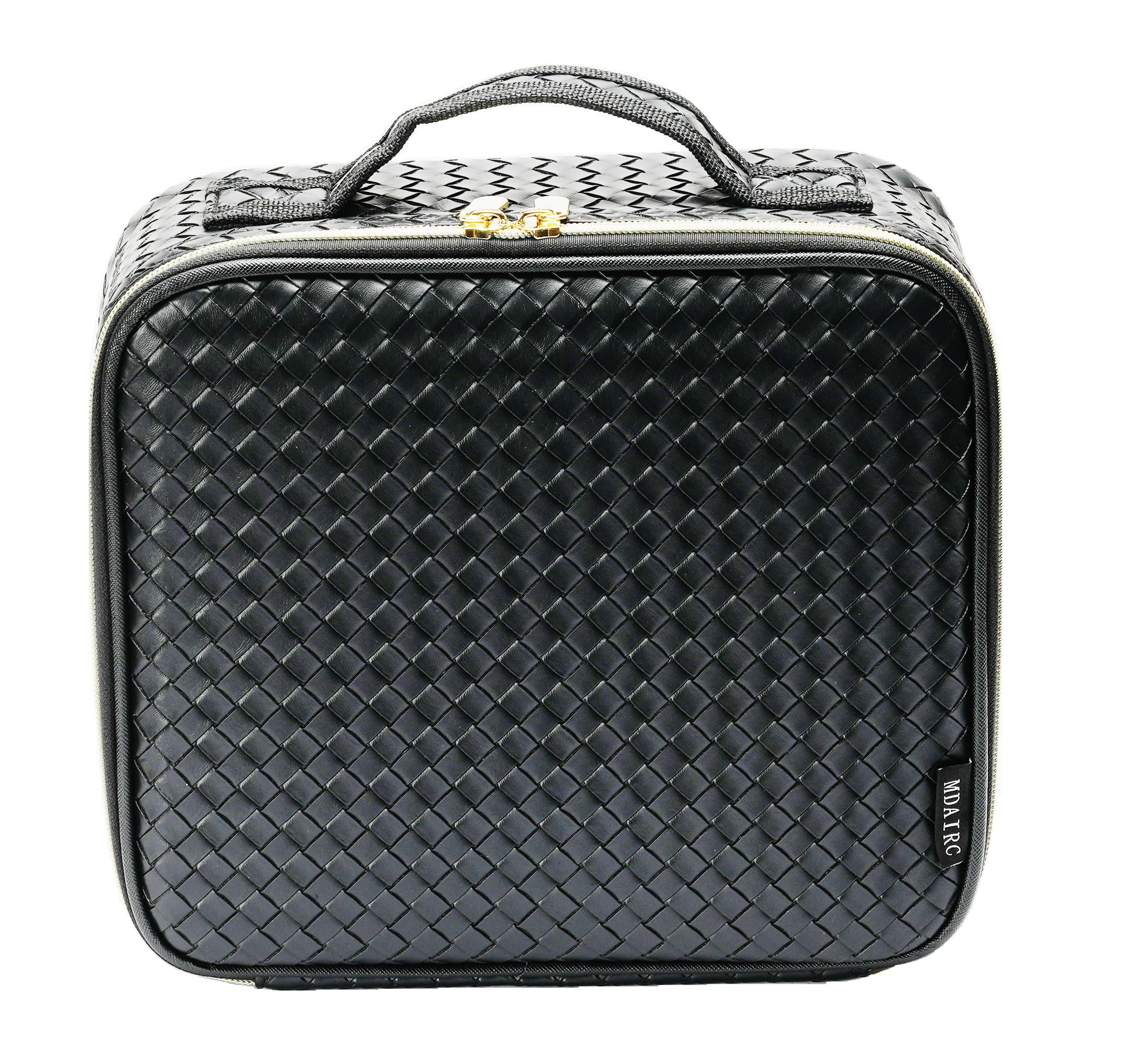 Travel Makeup Train MAKE UP Case Makeup Cosmetic Case Organizer Portable Artist Storage Bag with Adjustable Dividers for Cosmetics Makeup Brushes (COLOR BLACK)