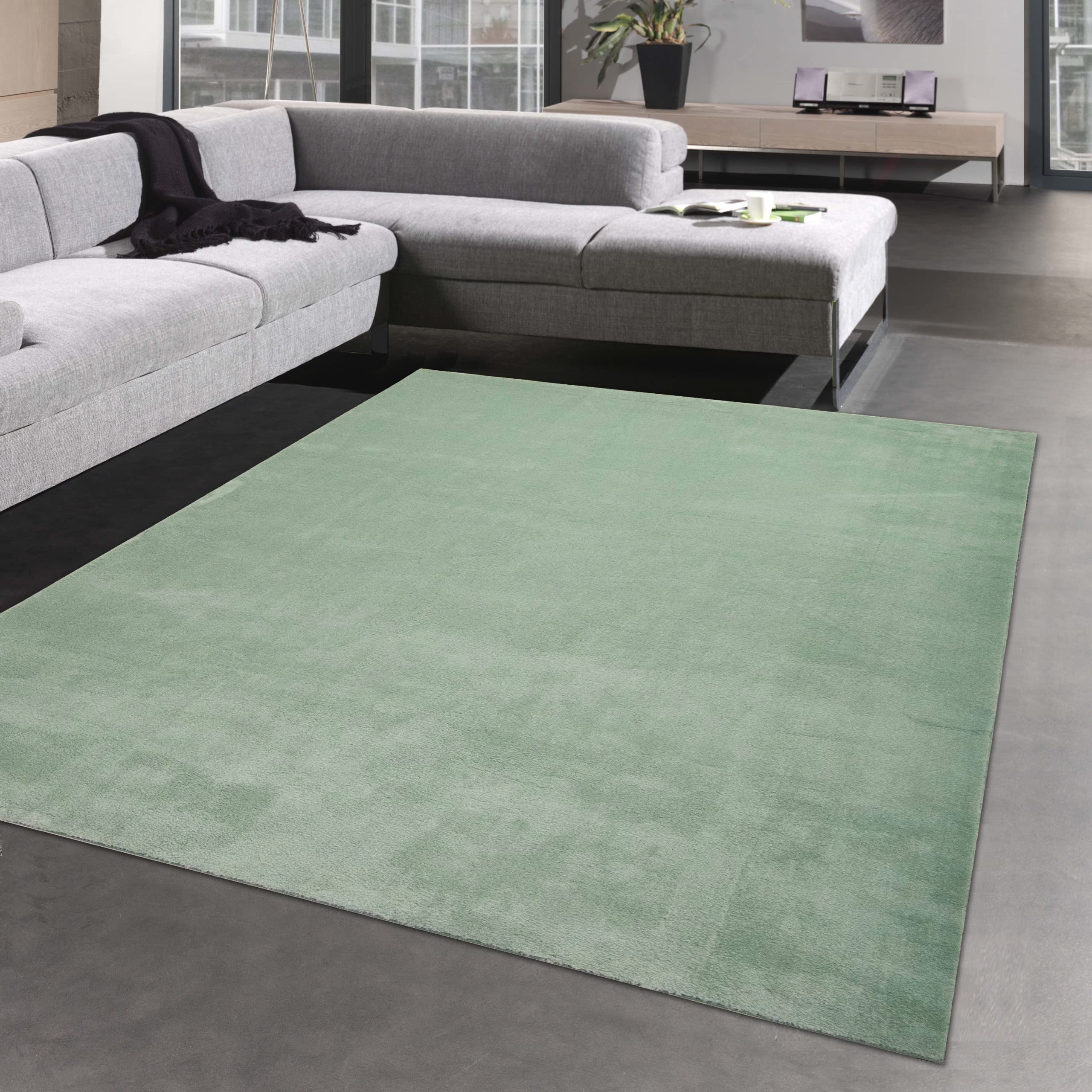 Tapis de salon uni vert 140x200 cm haute qualité doux et antidérapant moderne