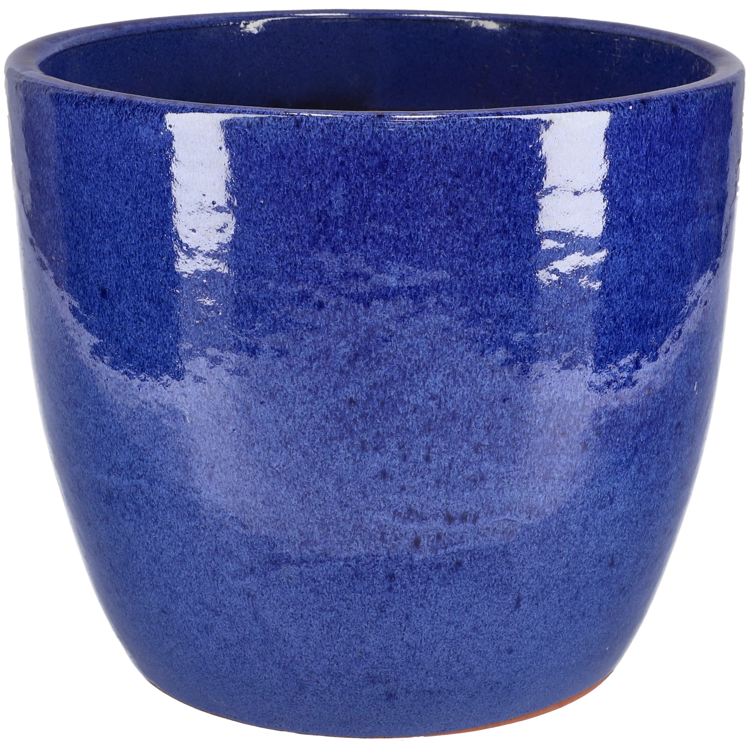 KOTARBAU® Maceta de cerámica esmaltada Ø 31cm, Maceta para Exteriores, Maceta de jardín terraza, Maceta Azul Cobalto, Maceta con Plato, Maceta Redonda, Acabado Brillante, Macetero Decorativo Ceramica