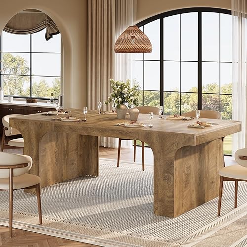 71-Inch Large Dining Table for 6-8, Farmhouse Wooden Kitchen Table