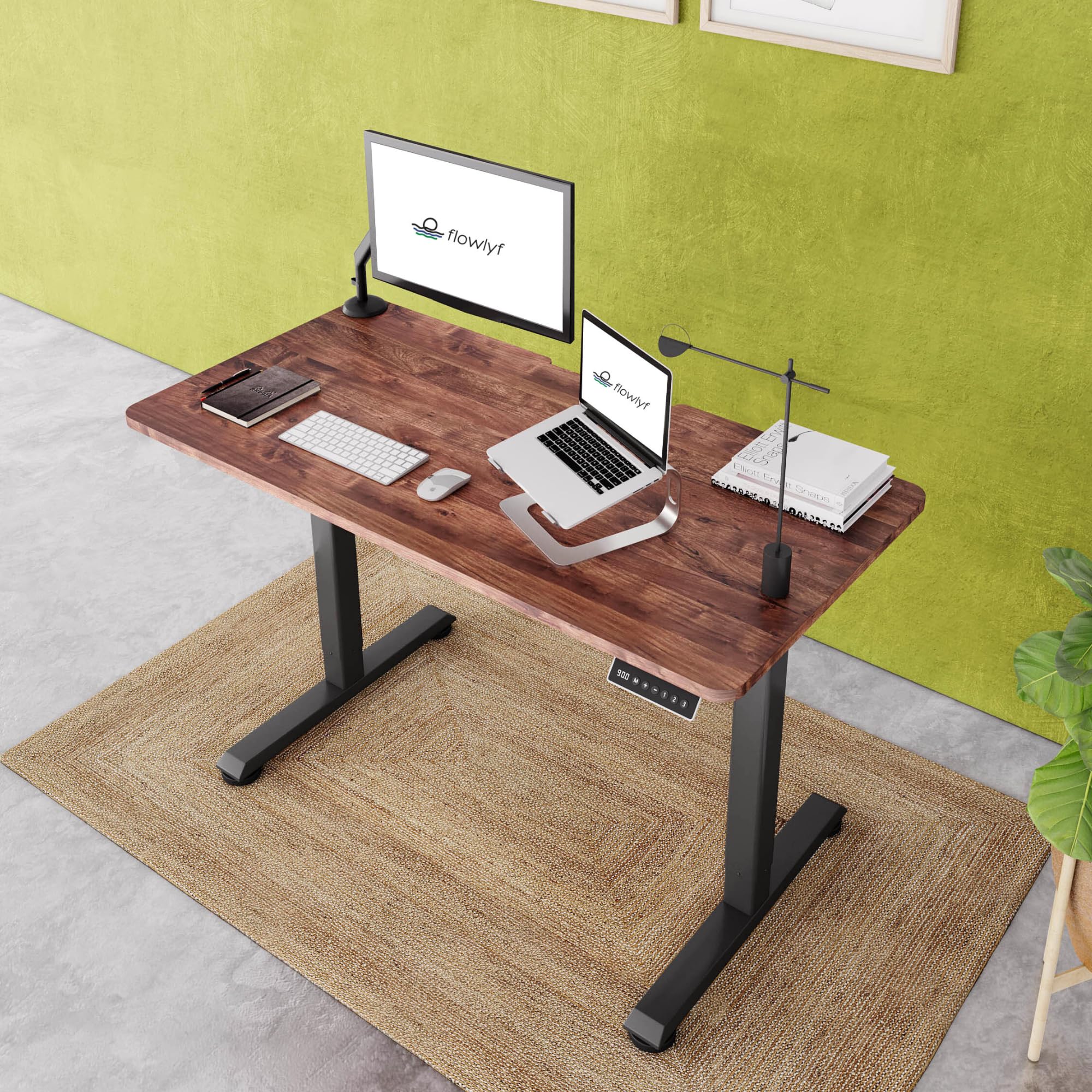 flowlyf-FDGO- Electric Height Adjustable Desk- 2yr WRNTY | Solid Acacia Wood | 120 x 60 CM Top | 3 Memory PRE Set - Controls | 2 Stage -1 Motor | 80 KG Wt | Sit Stand Range 73 cm-117 cm| CL- WL/GR (B0DD45141S) Amazon Price History, Amazon Price Tracker