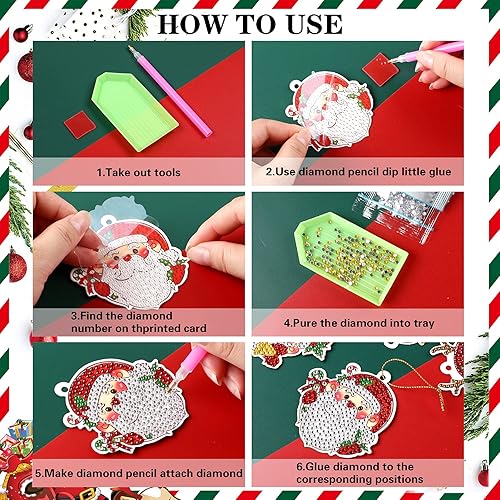 Miniatura 5 de SEPGLITTER 20 piezas de Navidad DIY hecho a mano árbol de Navidad decoración colgante para vacaciones Festive regalo envoltorio arte regalos fiesta