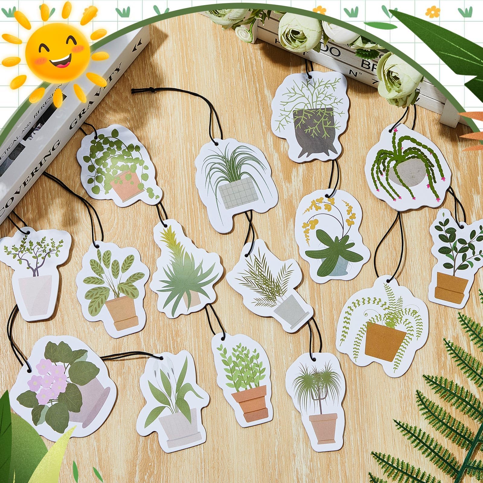 15 piezas de ambientador de plantas colgantes de larga duración, accesorios divertidos para coche, espejo, ambientadores de coche, lindos perfumados, decoración de coche, adornos para mujeres y