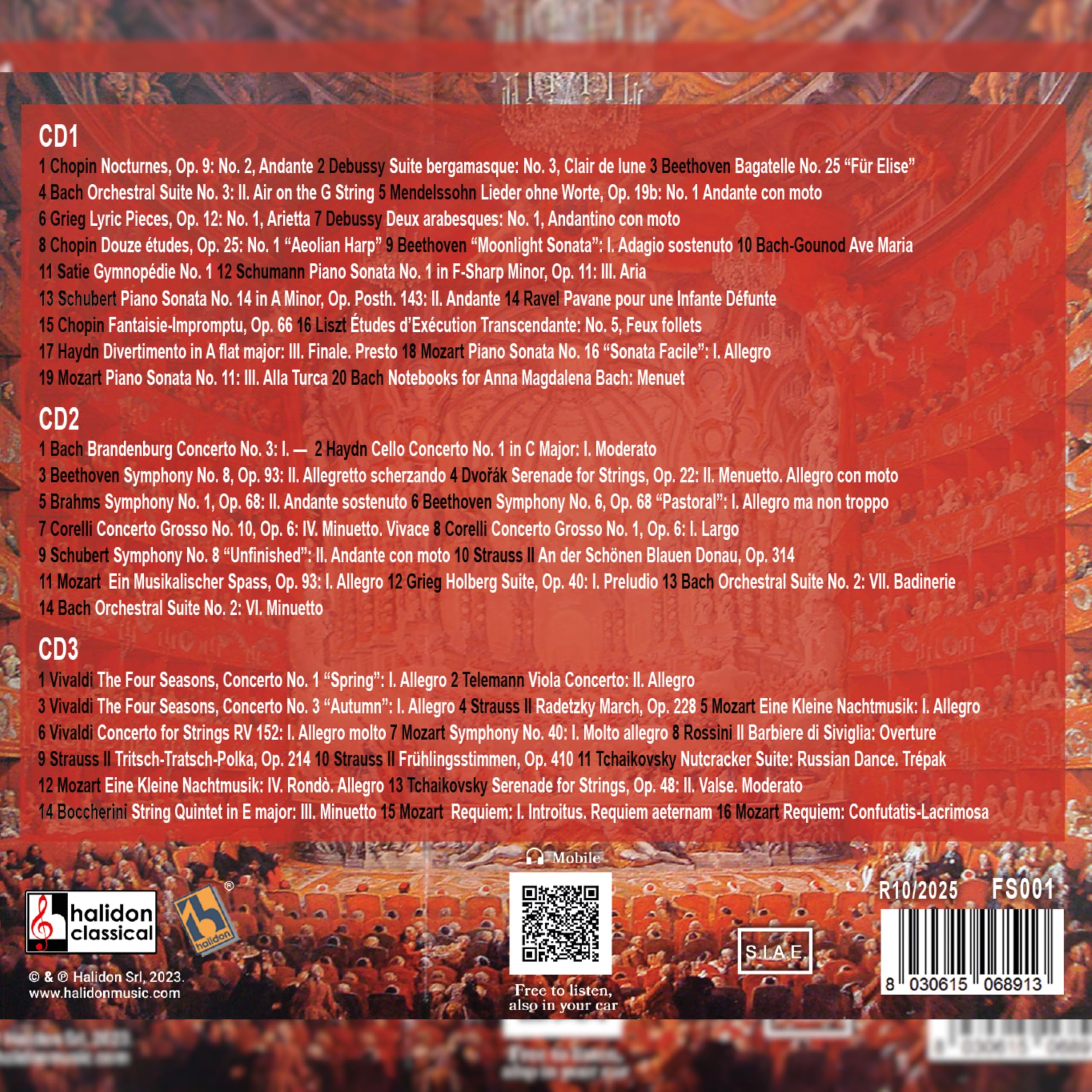 50 Pieces Classical Music Beethoven Vivaldi Mozart Nocturnes Piano Sonata Symphony Il Barbiere Di Siviglia Four Season
