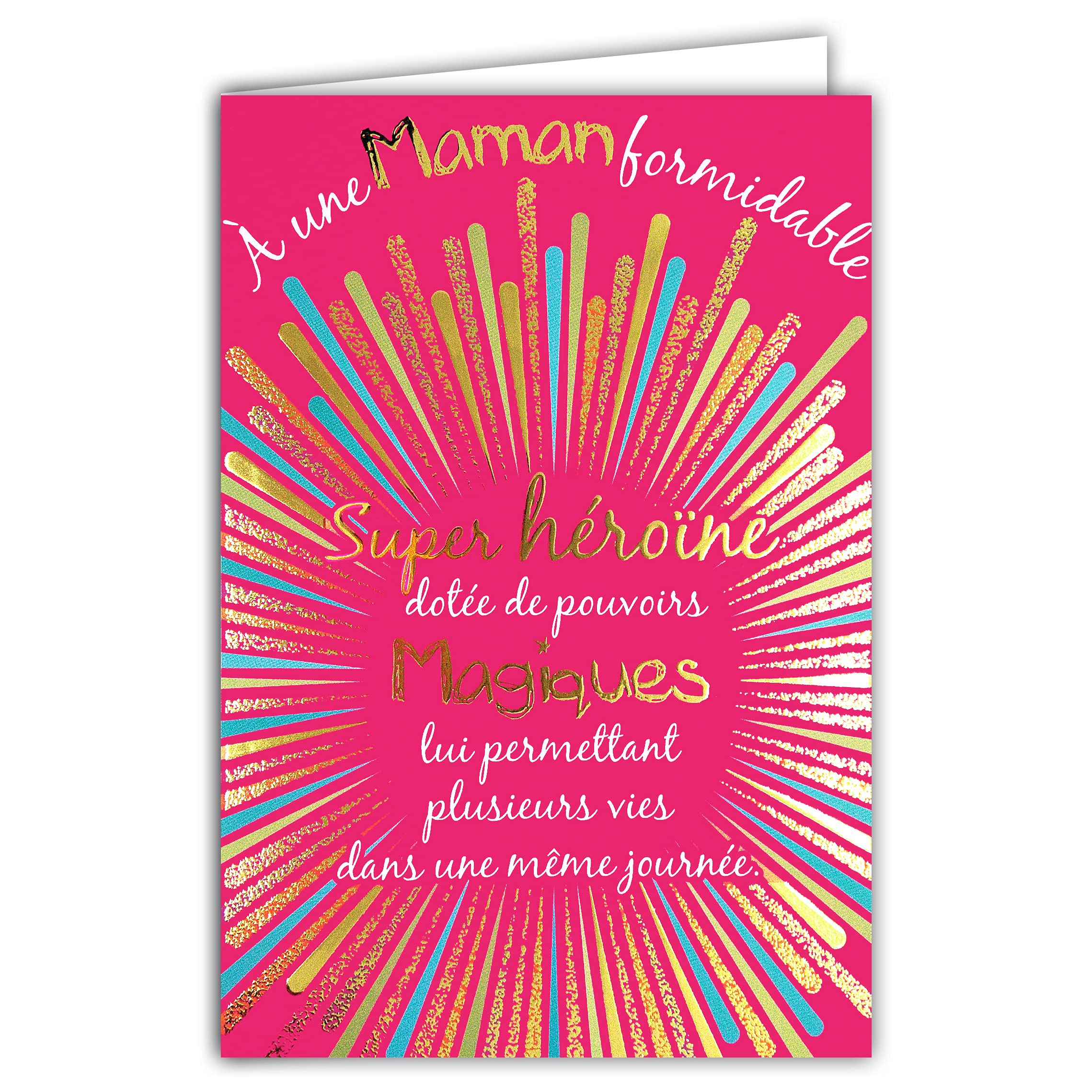 Afie 69-7094 Formable Mum Card Super Heroine Magic Powers in Gold Shiny with Envelope, Closed Size 115 x 170 mm