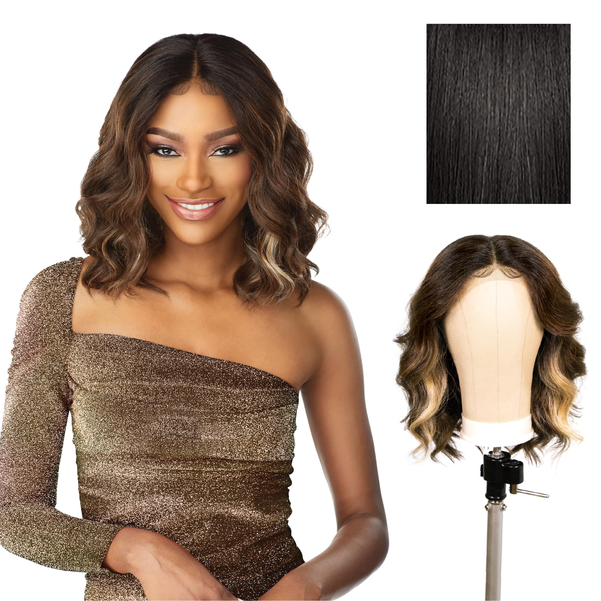 Butta Lace Wigs - Unit 8 Extra Wide 5 Inch Deep Parting Synthetic Preplucked Hairline Glueless Lacefront (1B OFFBLACK)