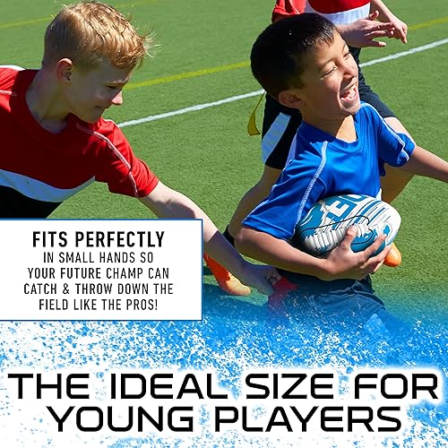 Miniatura 5 de Franklin Sports - Balones de fútbol americano juveniles de todos los equipos de la NFL, juego de balón infantil pequeño de 8.5 pulgadas + inflador,