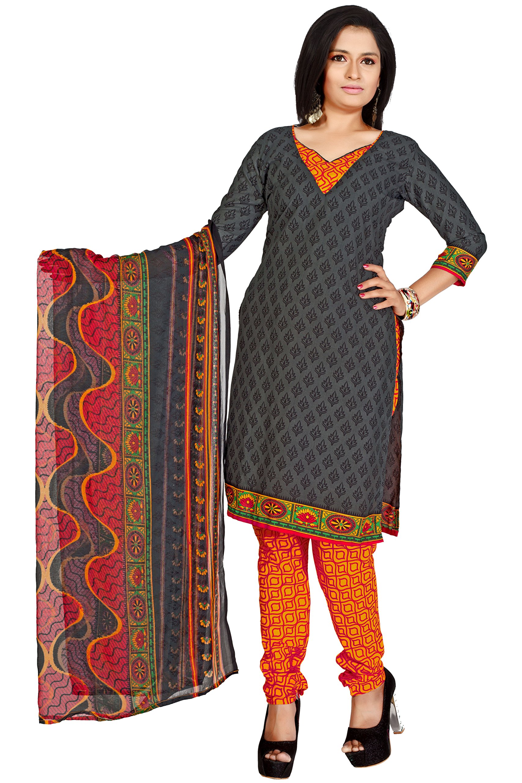Khushali Fashion Women's Chudidar Unstitched Dress Material with Bottom