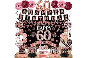 42PCS 60th Birthday Decoration Kit for Women: Rose Gold Chic Party Supplies Set